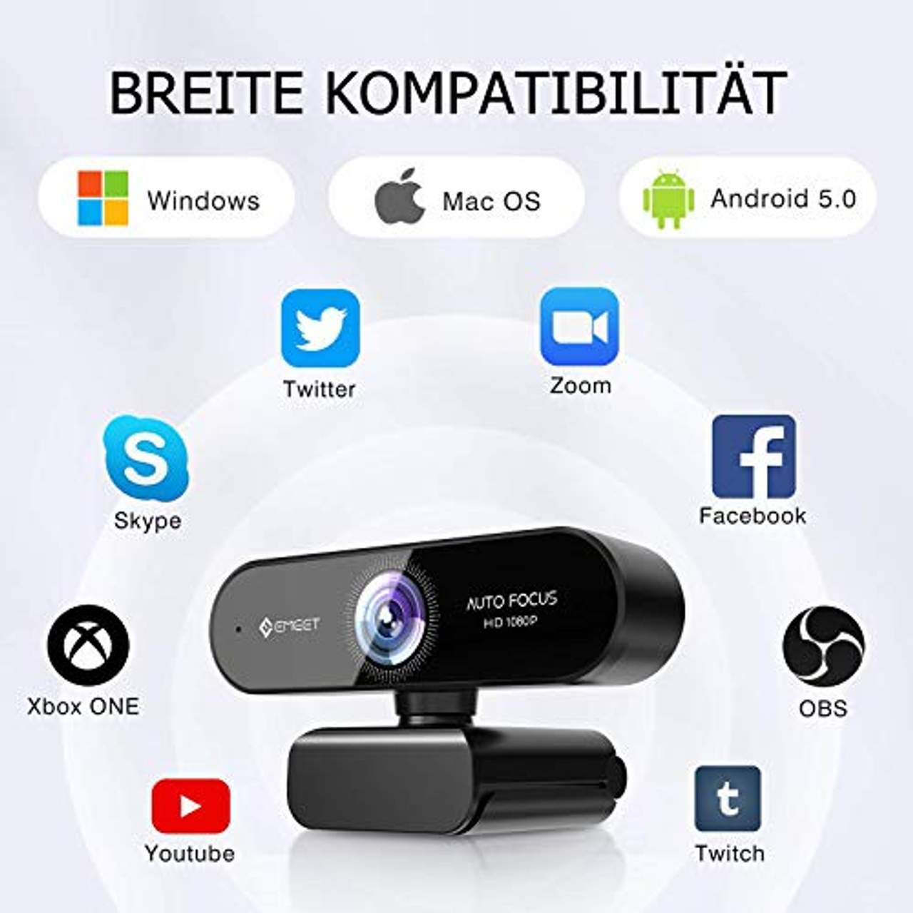 eMeet 1080P Webcam Nova Full HD Webcam