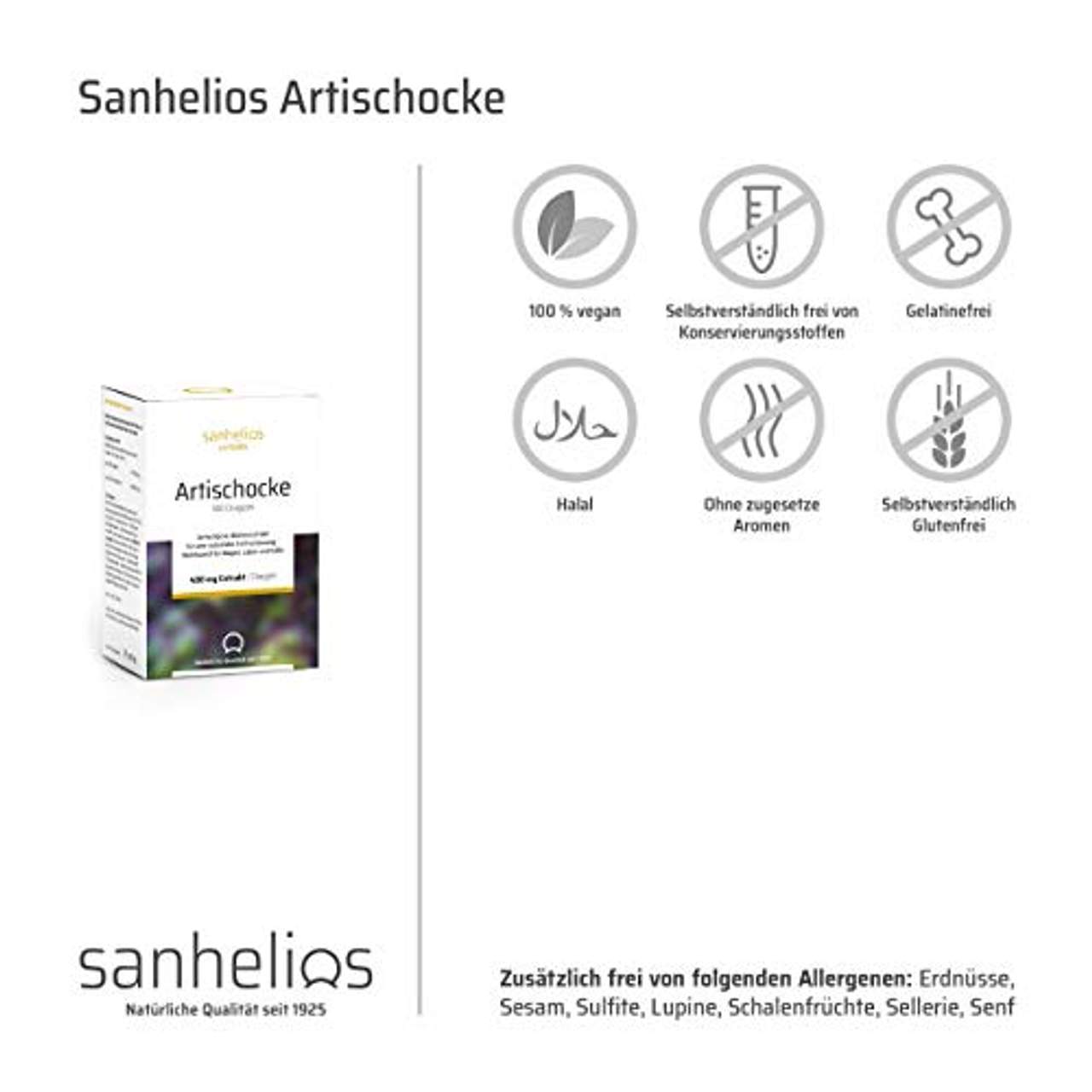 Sanhelios Artischocke-Blätterextrakt hochdosiert 400 mg nativer Extrakt je Dragee