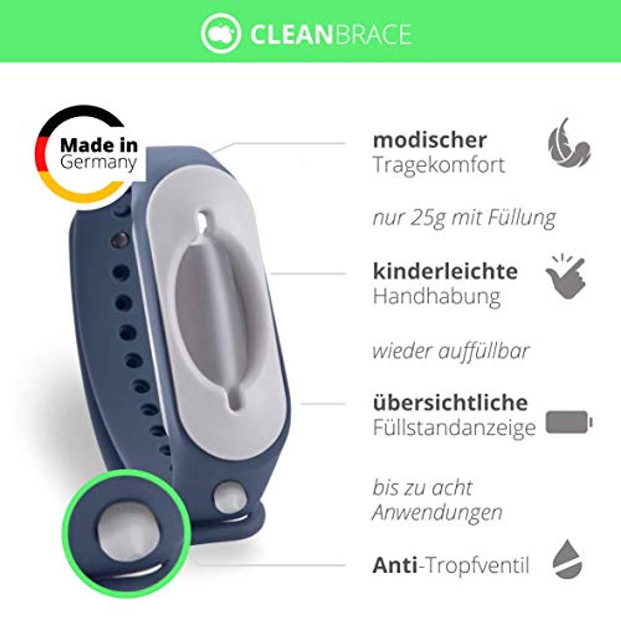 Cleanbrace Desinfektionsarmband 2.0 (blau)