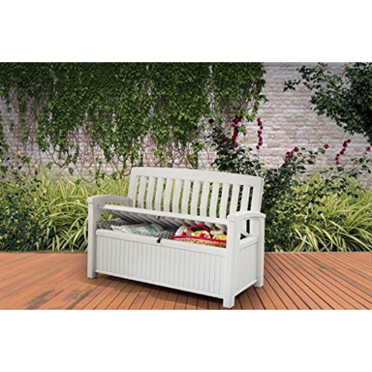Koll-Living Gartenbank Aufbewahrungsbox/Auflagenbox Farbe Weiß