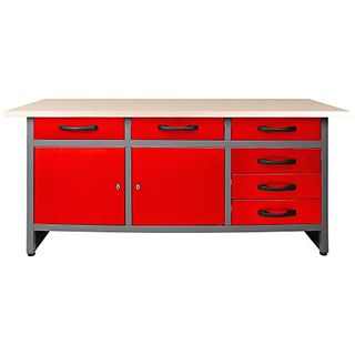 Ondis24 Werkbank rot Werktisch Packtisch 6 Schubladen Werkstatteinrichtung