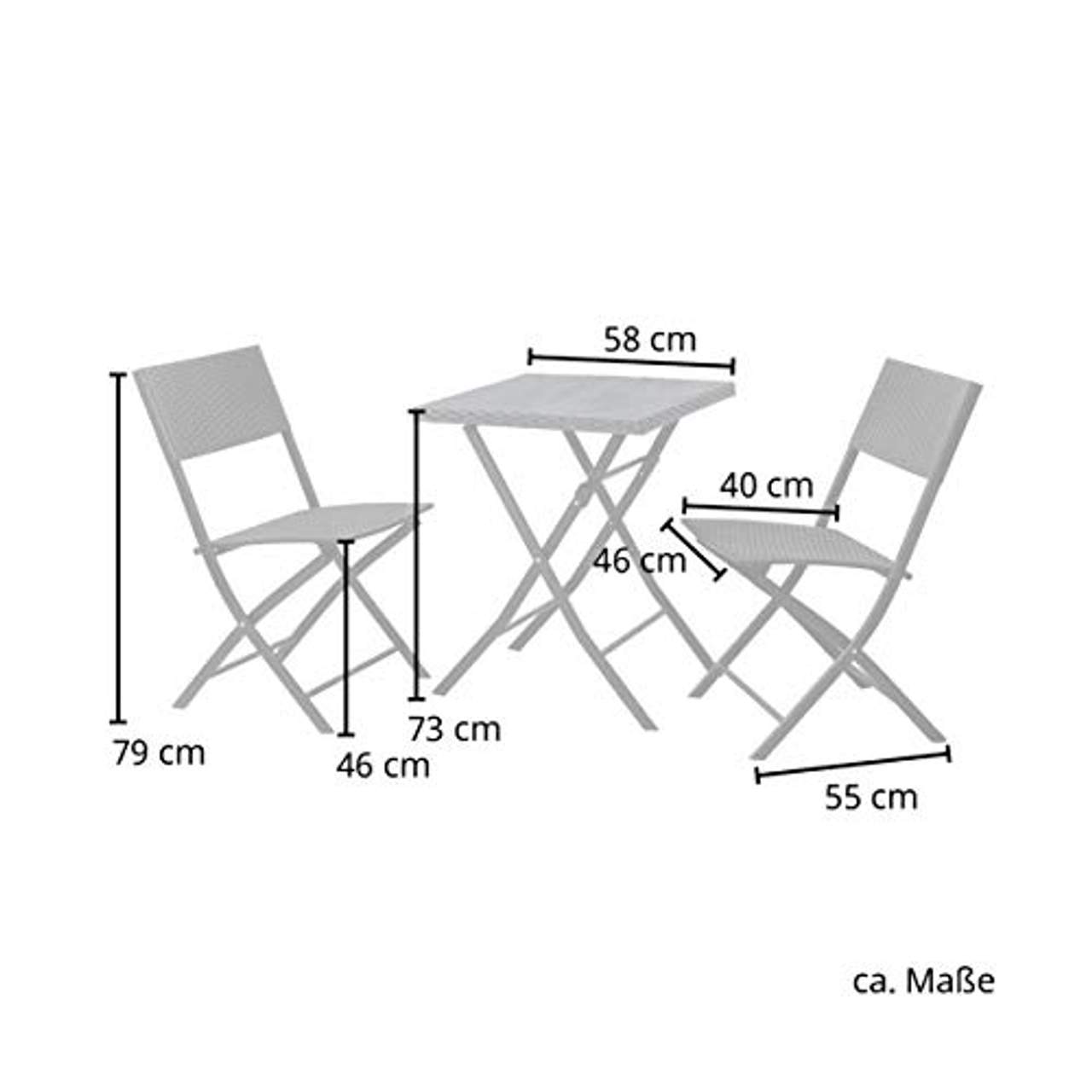 SVITA Poly-Rattan Bistro-Set Tisch Stuhl Balkon-Set Klappbar