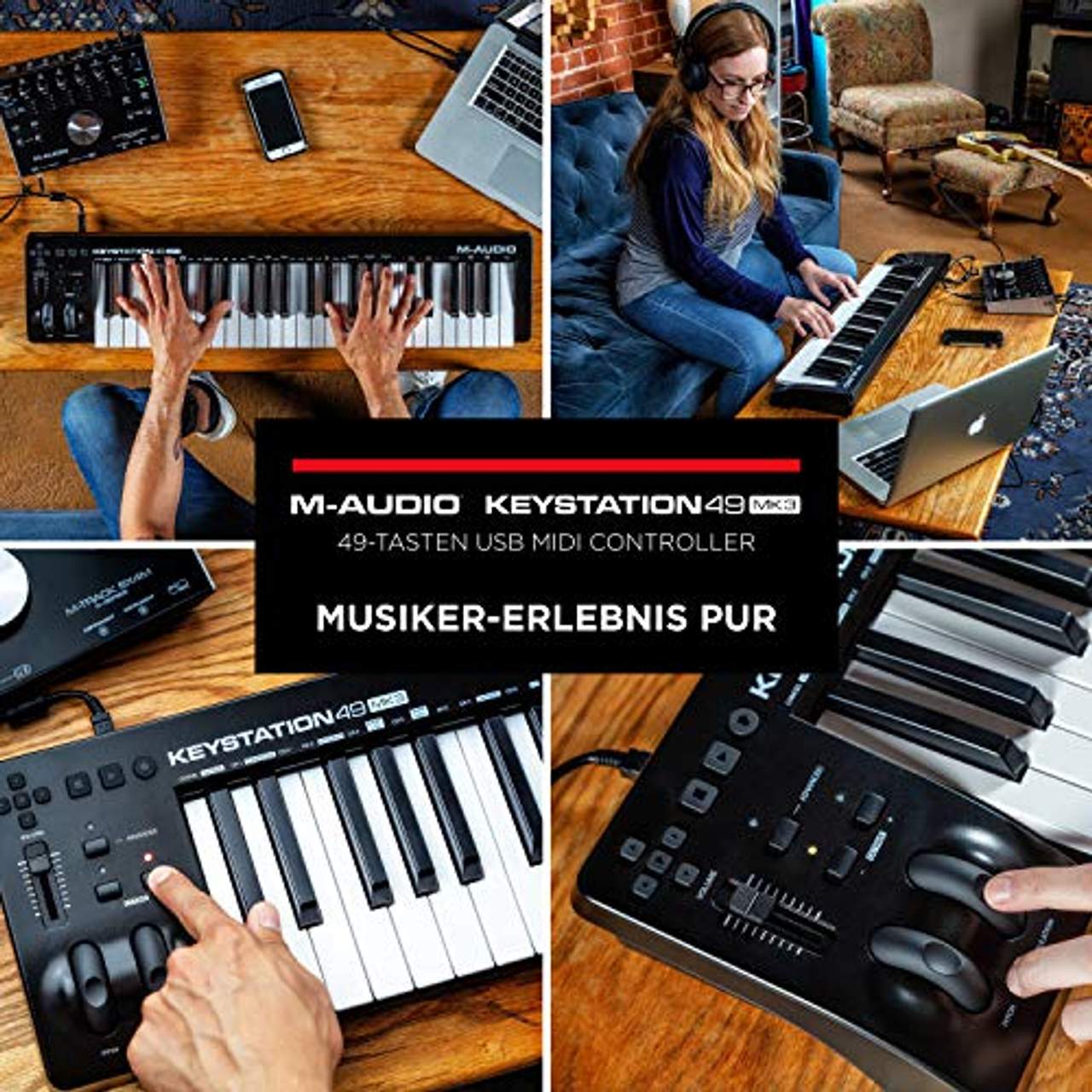 M-Audio Keystation 49 Mkiii Kompakter 49-Tasten Midi Keyboard Controller