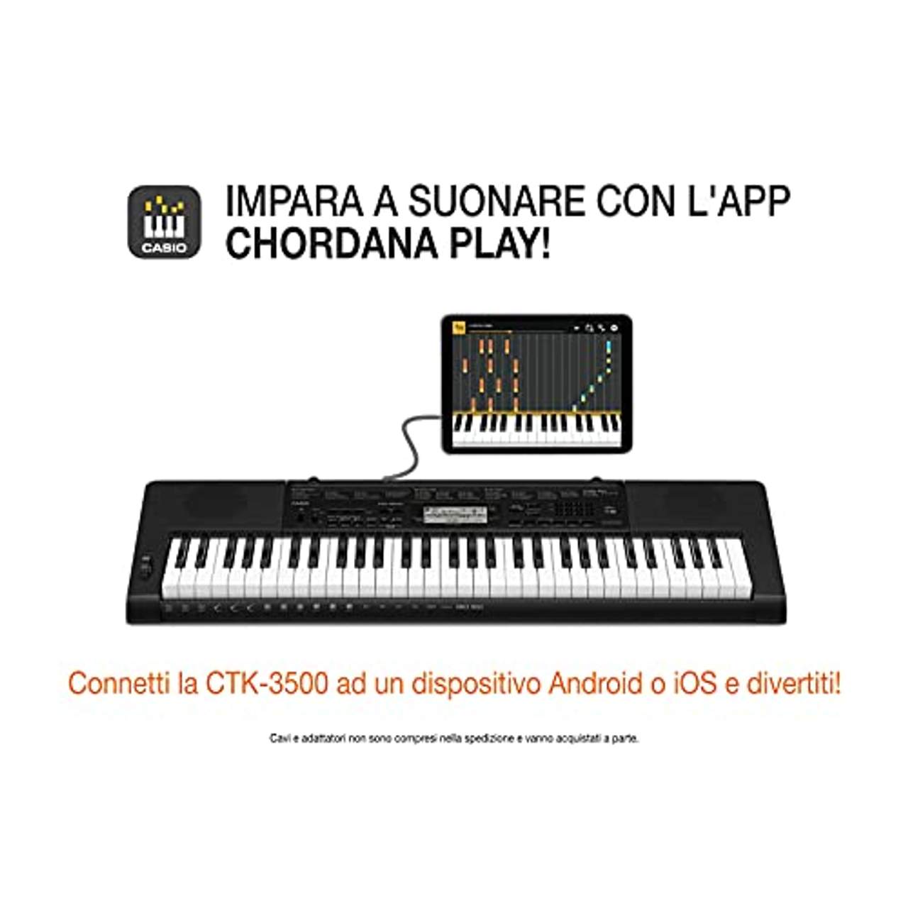 Casio CTK-3500 Keyboard mit 61 anschlagdynamischen Standardtasten und Begleitautomatik