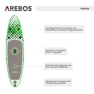 AREBOS Stand Up Paddle SUP Board Paddling Surfboard aufblasbar mit Paddel 320cm 