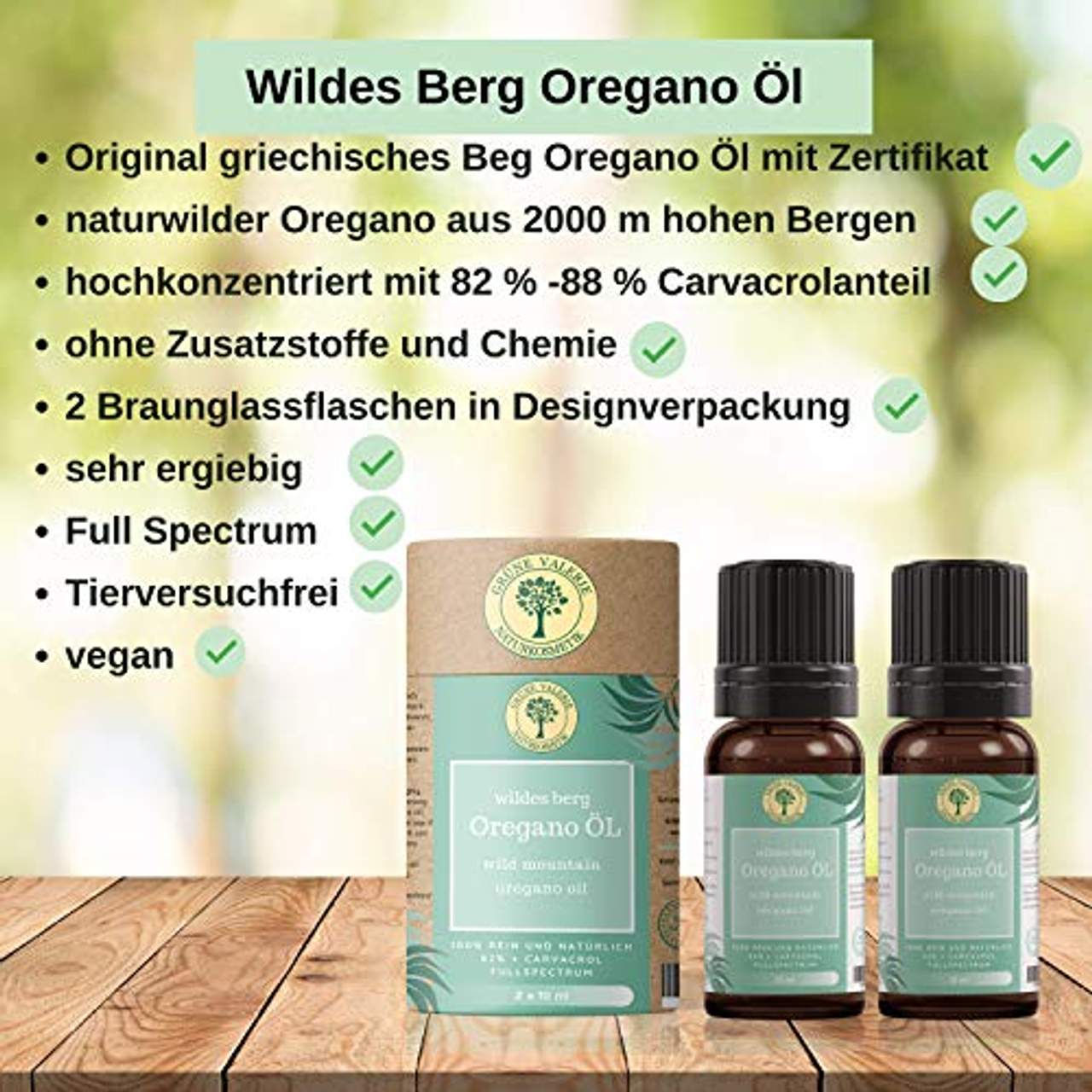 Wildes Berg Oregano Öl 88% Carvacrol 2 x10 ML