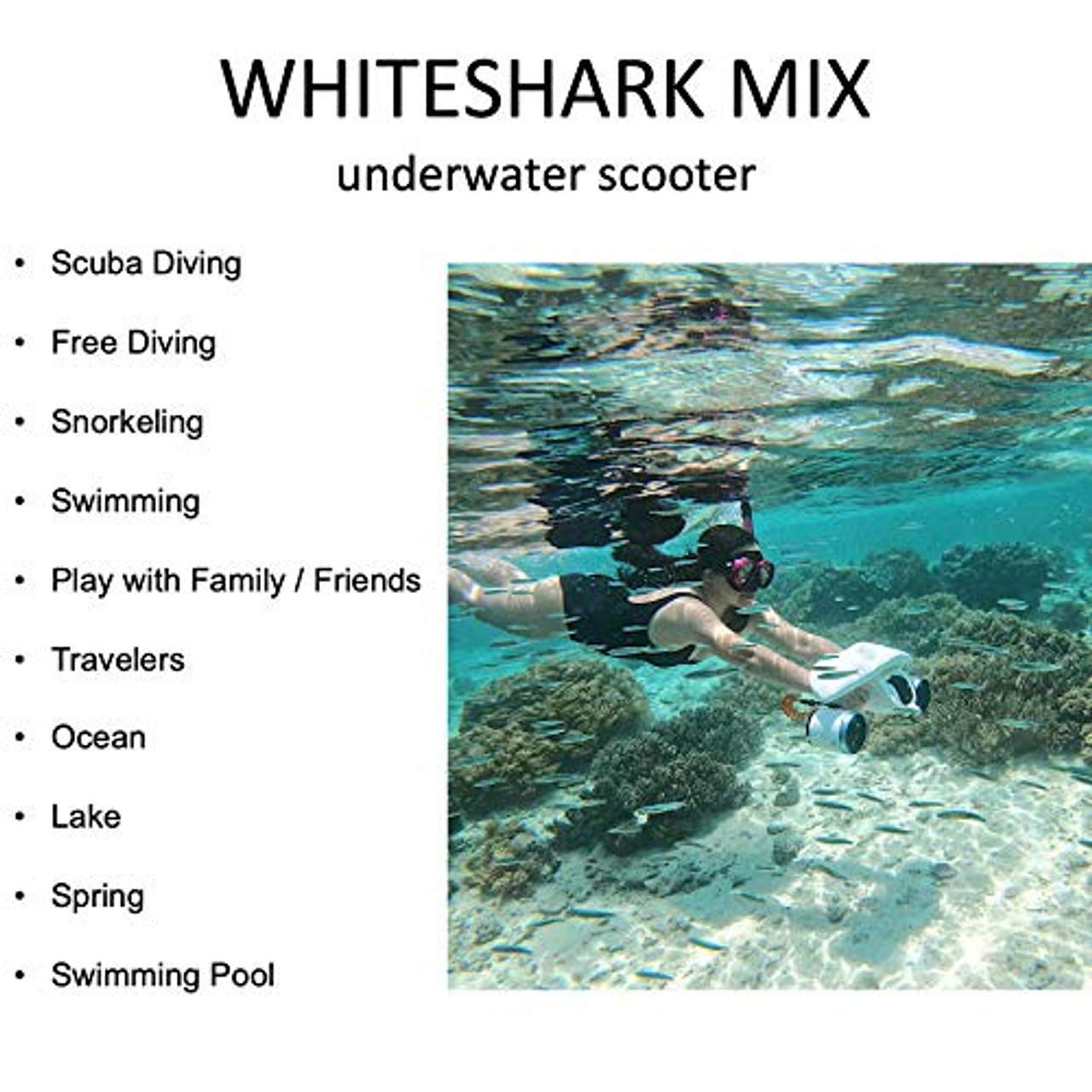 Sublue Elektrischer Unterwasserscooter WhiteShark Mix Tiefe 40 Meter