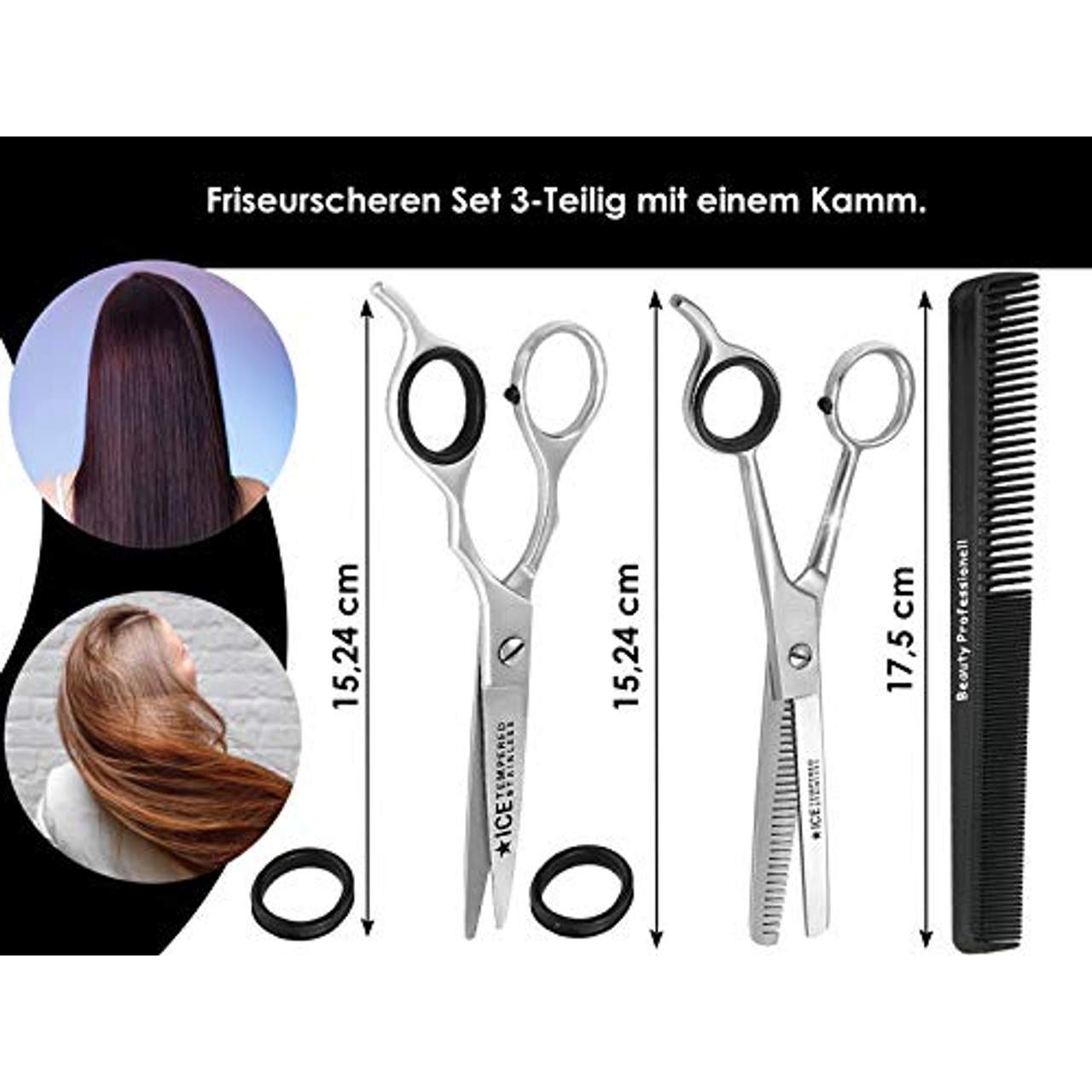 Set Haarscheren 15,24 cm 3-Teilig