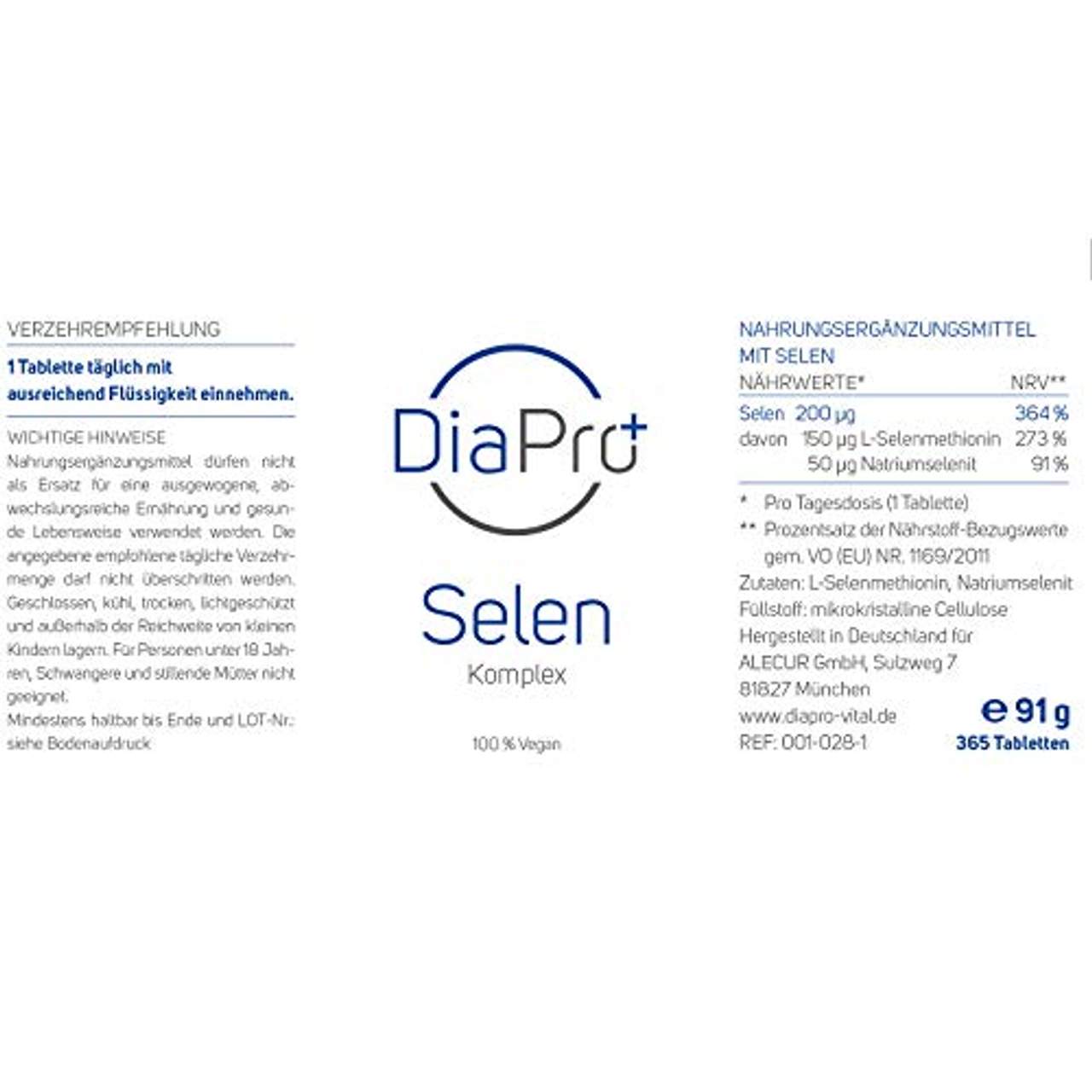 DiaPro Selen Komplex 365 Hochdosierte Selen-Tabletten