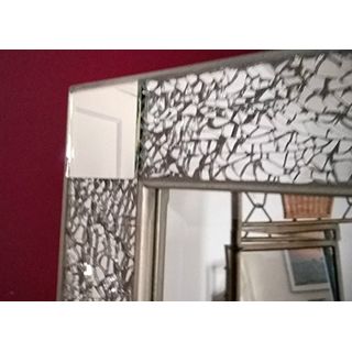 Premierinteriors Crackle Design Wand Spiegel abgeschrägten Silber Rahmen
