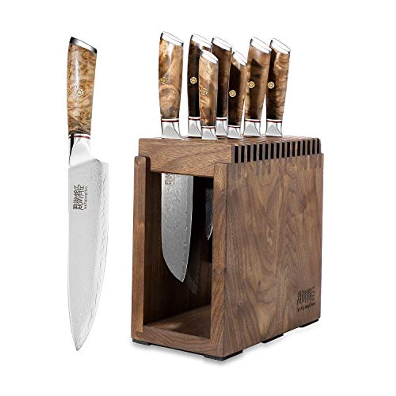 Profi Kochmesser Set ergonomischer Holzgriff Messerblock Set mit Holzblock 18-tlg Messerset aus rostfreier Edelstahl