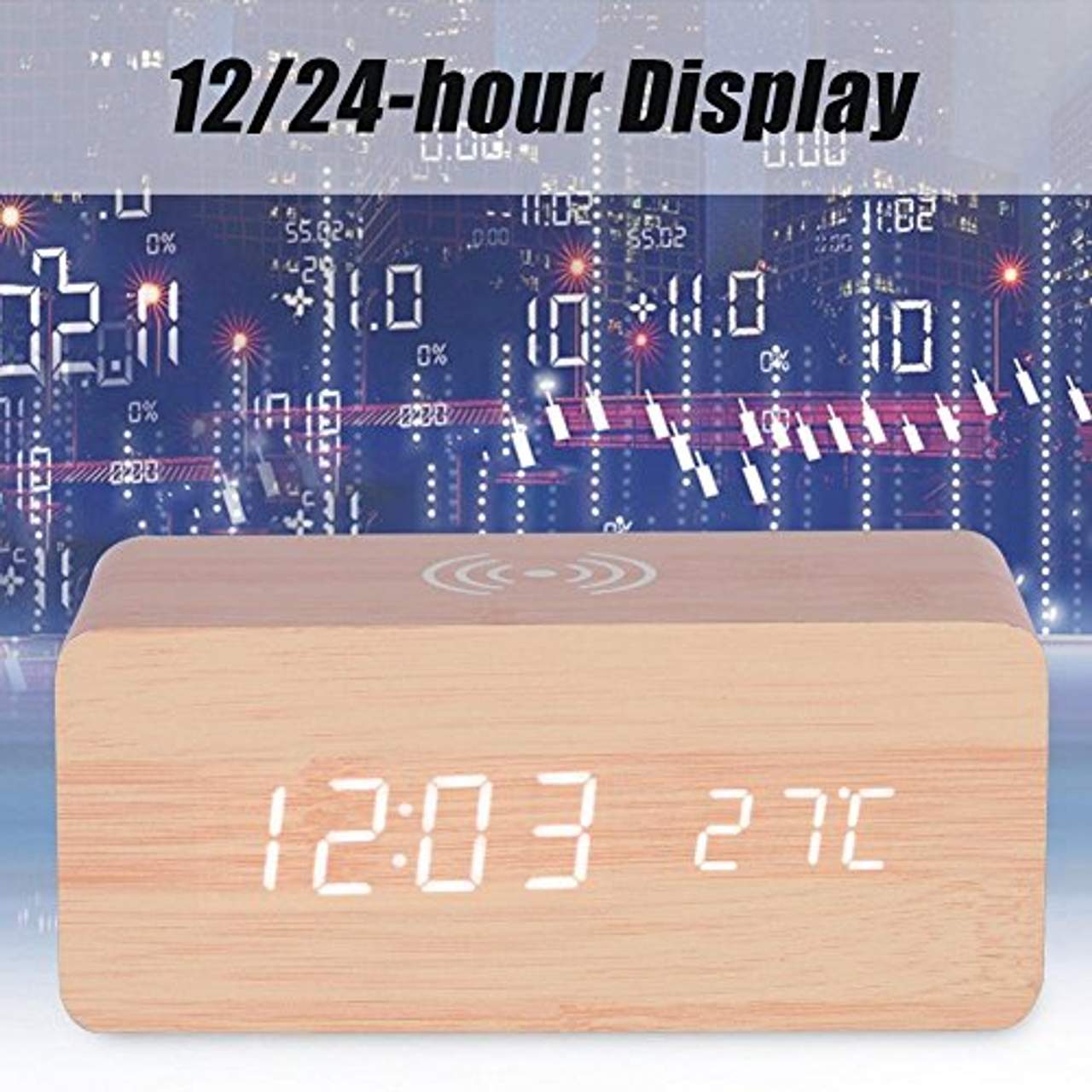 MJBOY Wecker-LED-Holzuhren Sprachsteuerung Uhrzeit