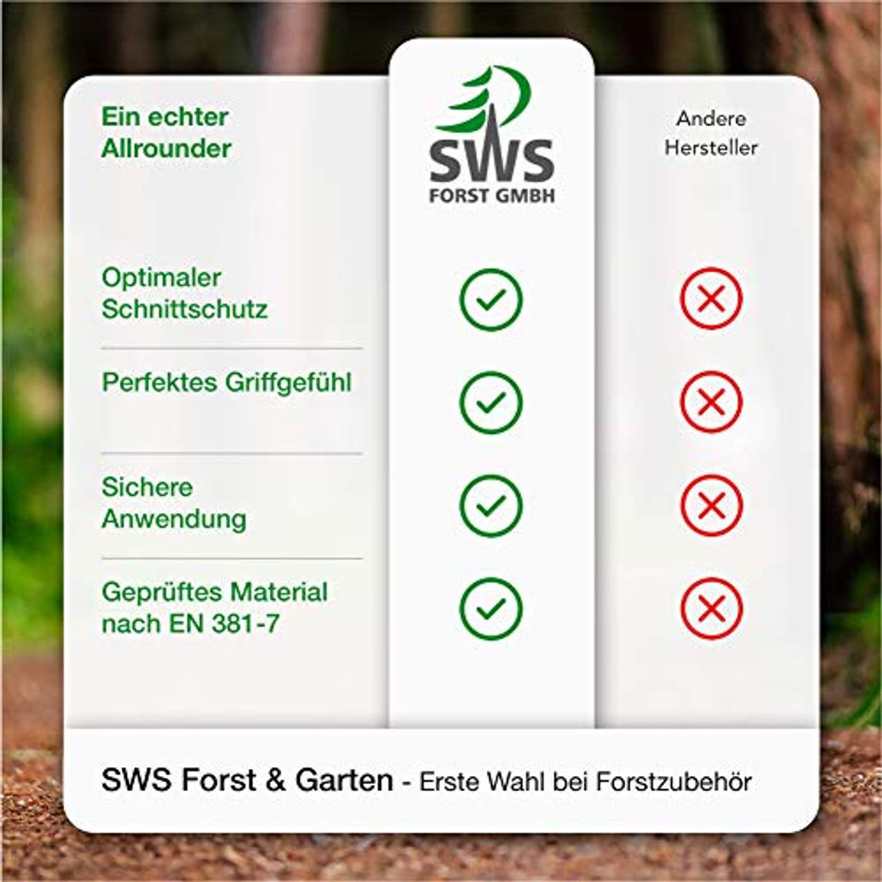 SWS Forst GmbH Schnittschutzhandschuh Forsthandschuh Lederhandschuh