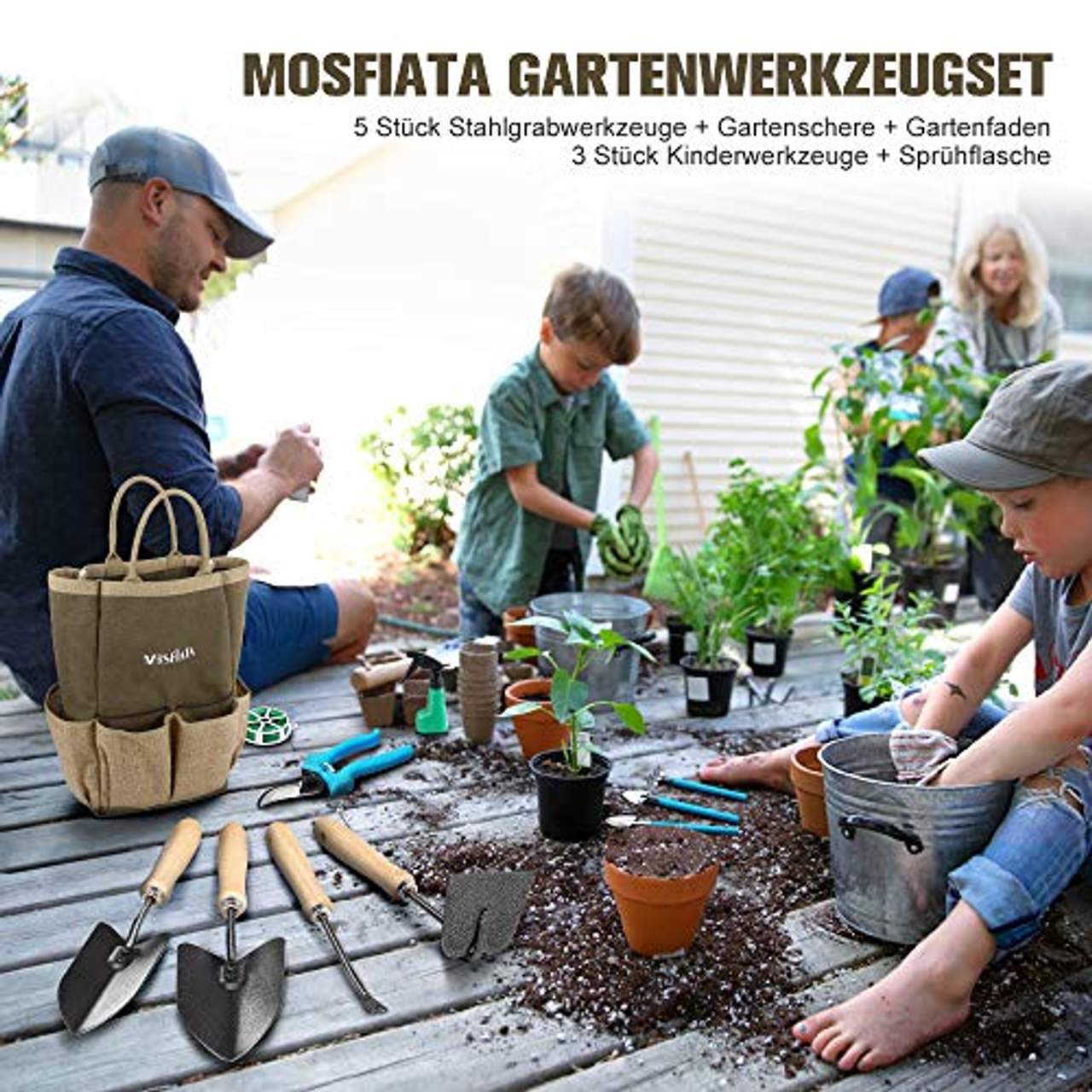 MOSFiATA Gartenwerkzeug Set 12-teiliges Handwerkzeugset aus Kohlenstoffstahl