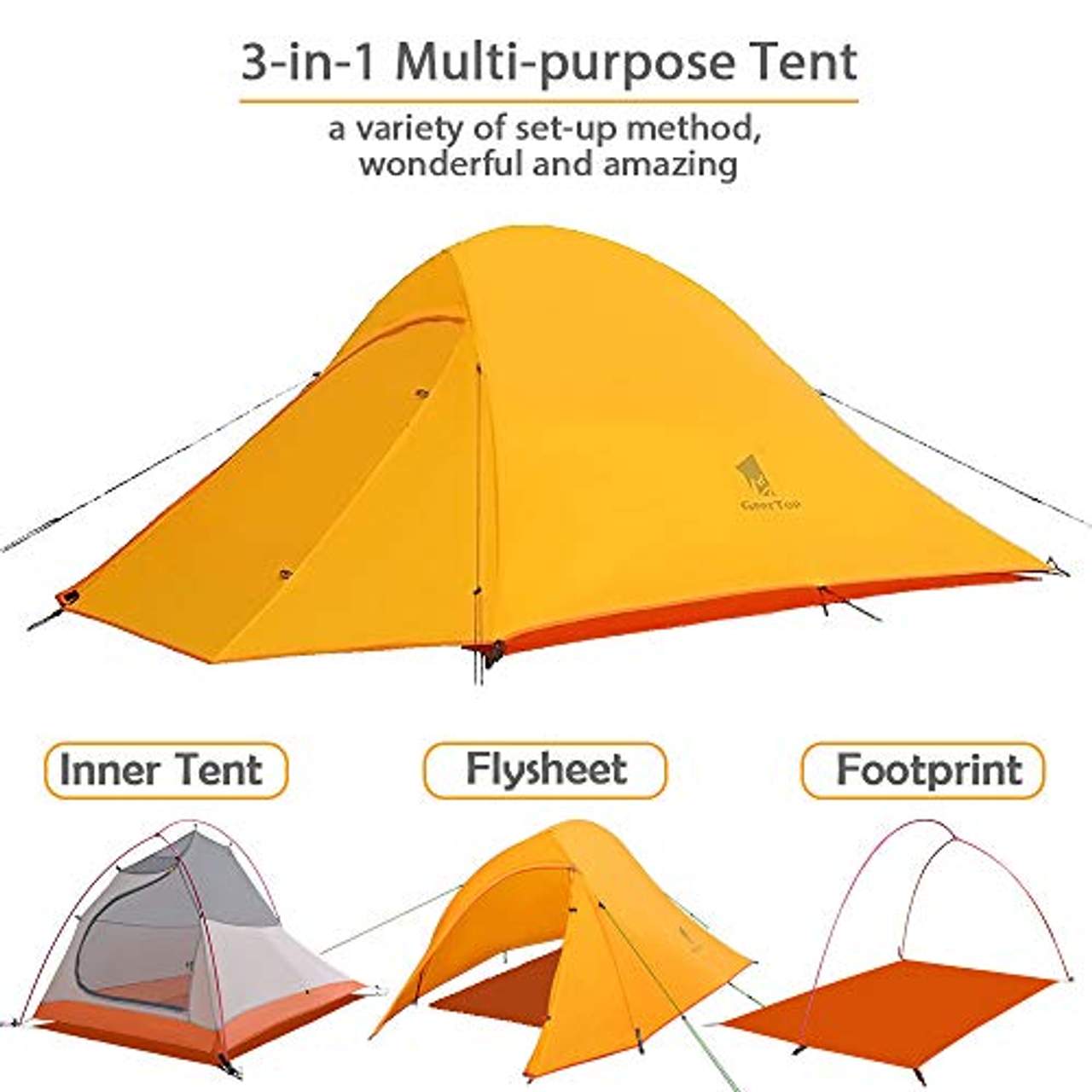 GEERTOP Campingzelt Ultraleichte 2 Personen Doppelten Zelt 3-4 Saison