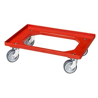 Logiplast Transportroller für Kisten 60 x 40 cm mit 4 Lenkrollen in rot