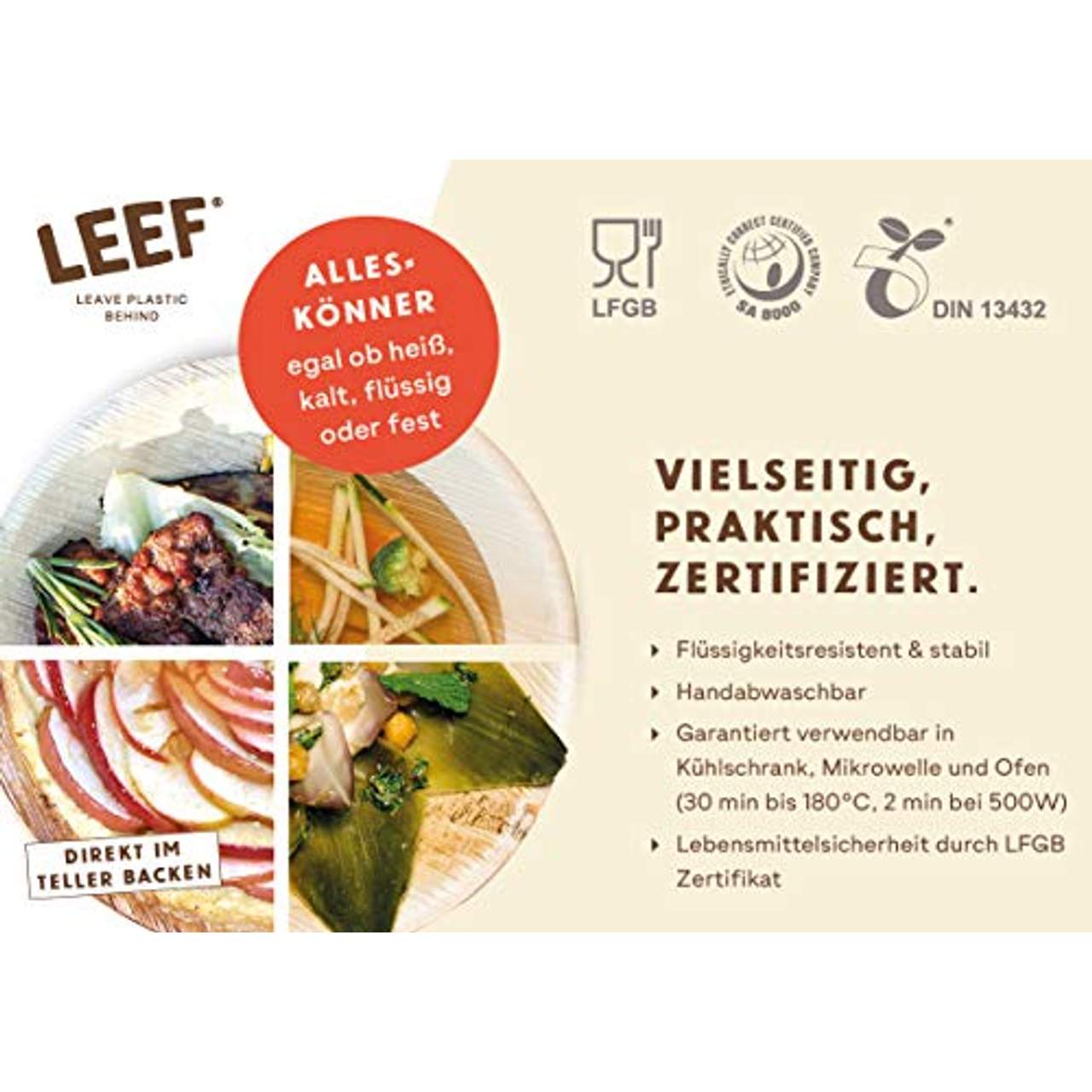 Leef Party Set Palmblatt Teller & Holz Besteck
