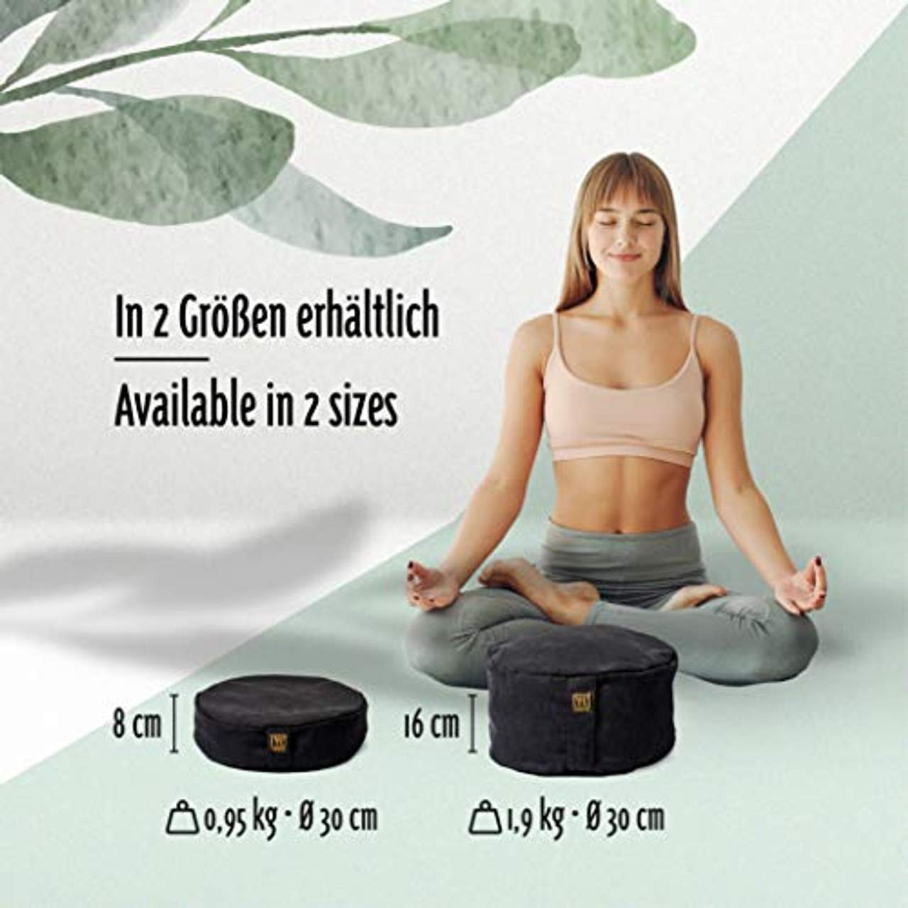 Yoga- und Meditationskissen 8 cm aus Baumwolle gefüllt
