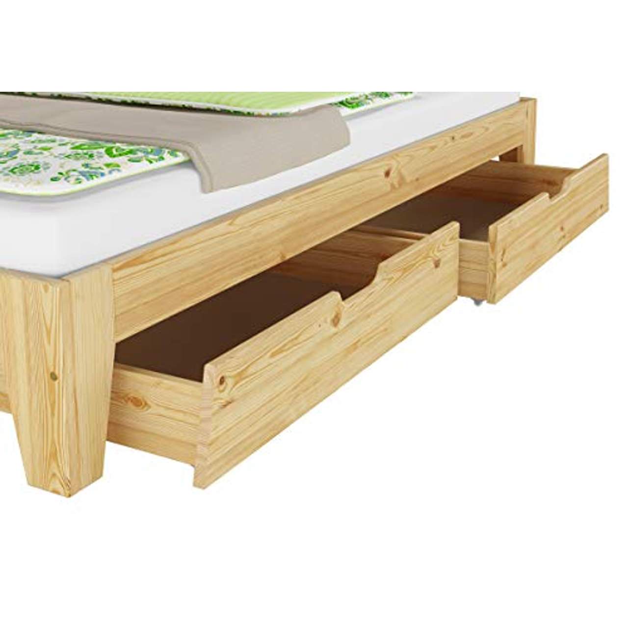Erst-Holz Doppelbett mit Durchgehender Matratze 180x200 Ehebett Massivholz Kieferbett