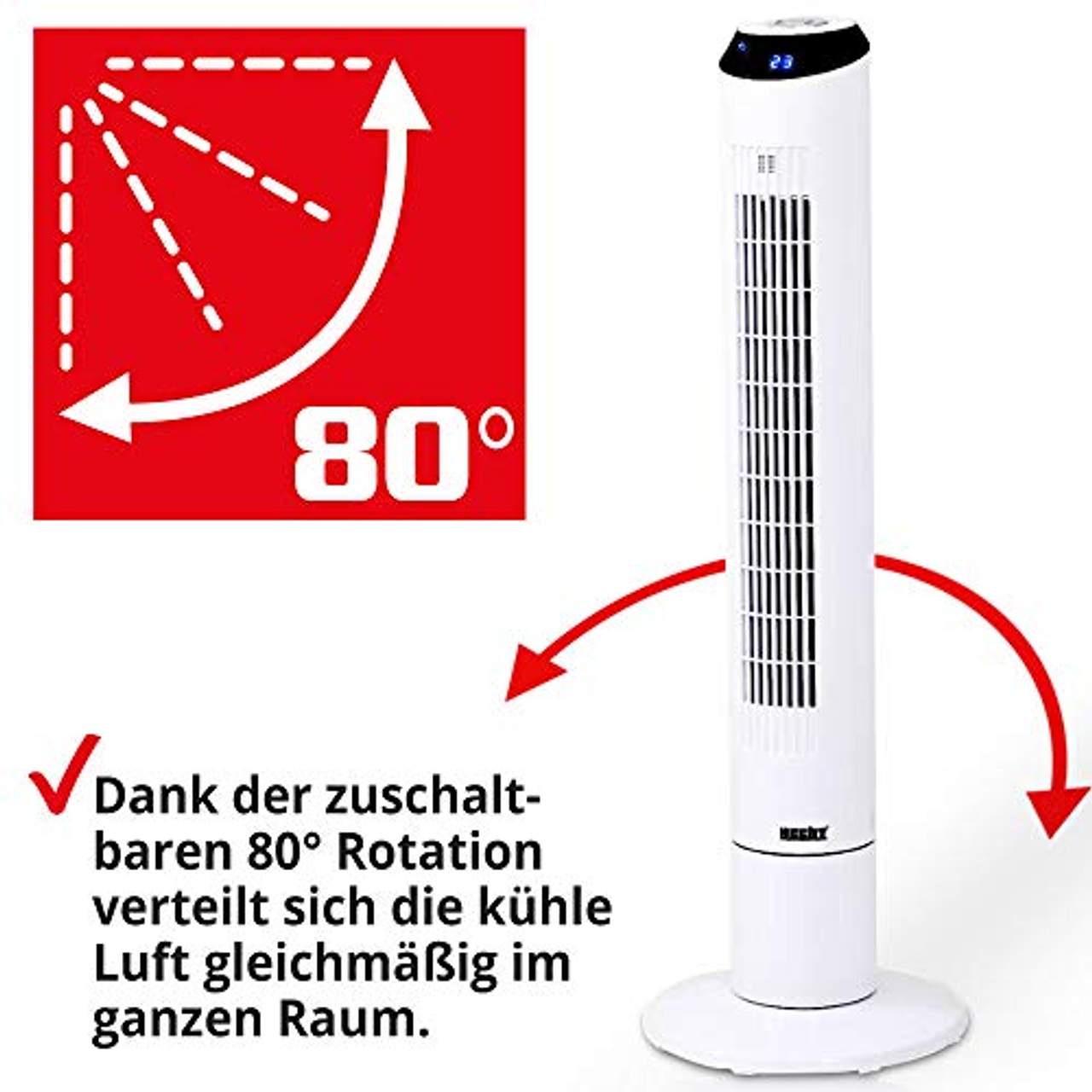 Hecht Turm-ventilator leise mit 60 Watt