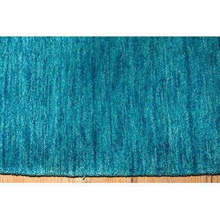 Morgenland Gabbeh Teppich Türkis UNI Einfarbig Handgewebt Schurwolle 300 x 200 cm