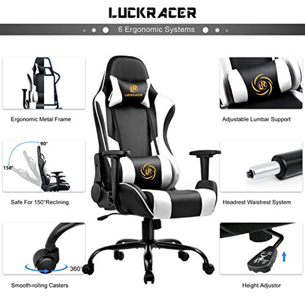 LUCKRACER Gaming Stuhl Bürostuhl Gamer Ergonomischer Stuhl die erneuerten