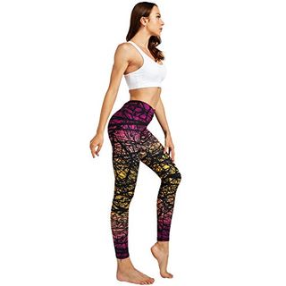 COOLOMG Damen Tights Yoga Hosen Kompression Leggings Sport