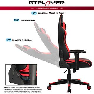 GTPLAYER Gaming Stuhl Rot Bürostuhl Gamer Ergonomischer Stuhl Einstellbare