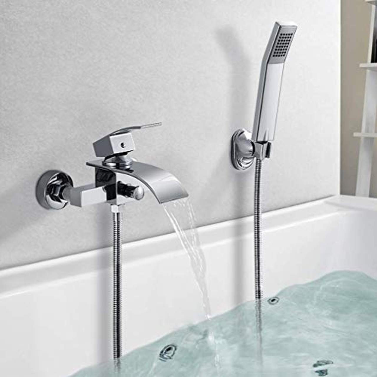 BONADE Badewannenarmatur mit Handbrause Duschsysteme Duscharmatur mit Wasserfall Auslauf