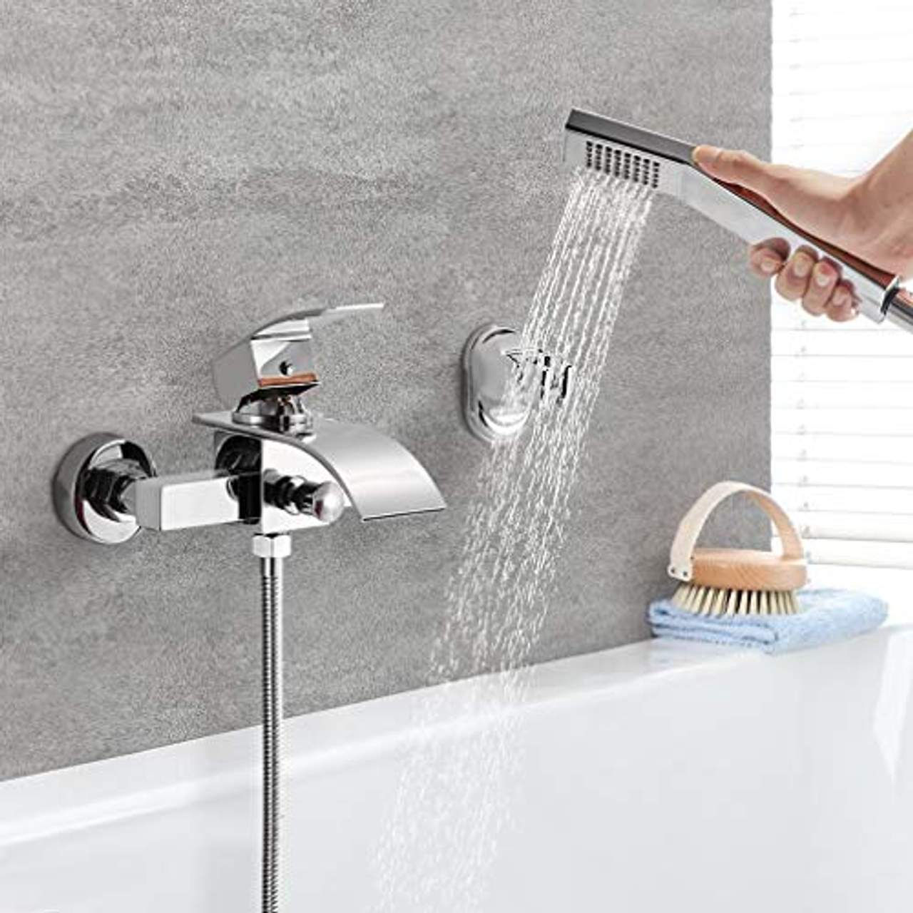 BONADE Badewannenarmatur mit Handbrause Duschsysteme Duscharmatur mit Wasserfall Auslauf