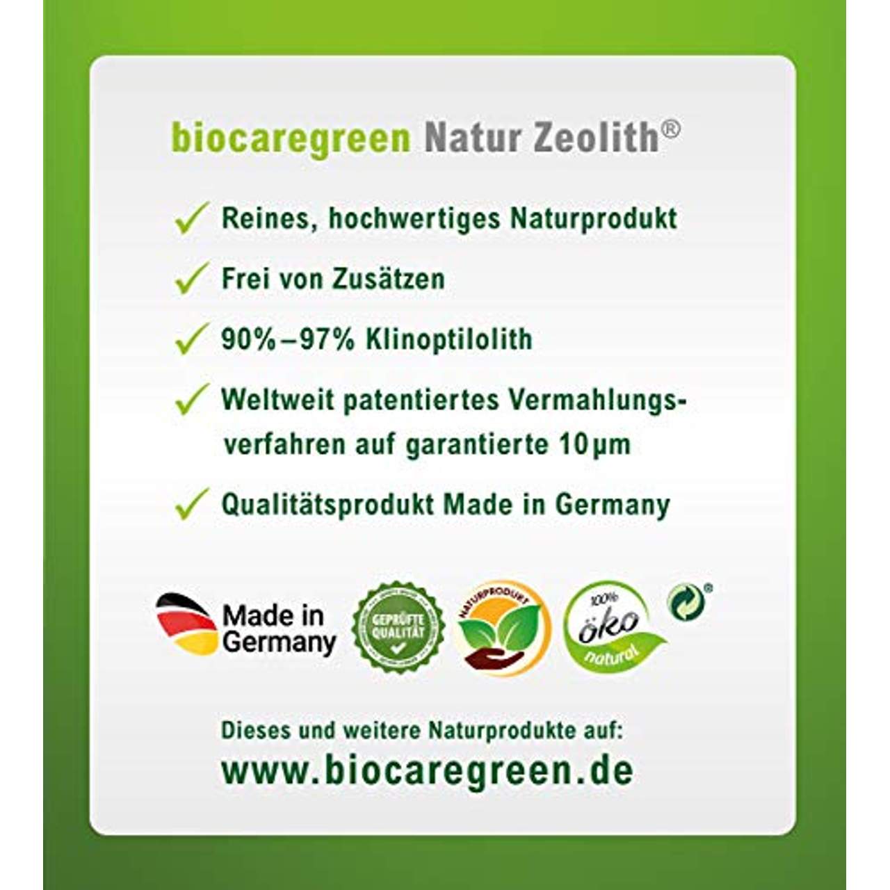 Biocaregreen Natur Zeolith 10 µm 250 g