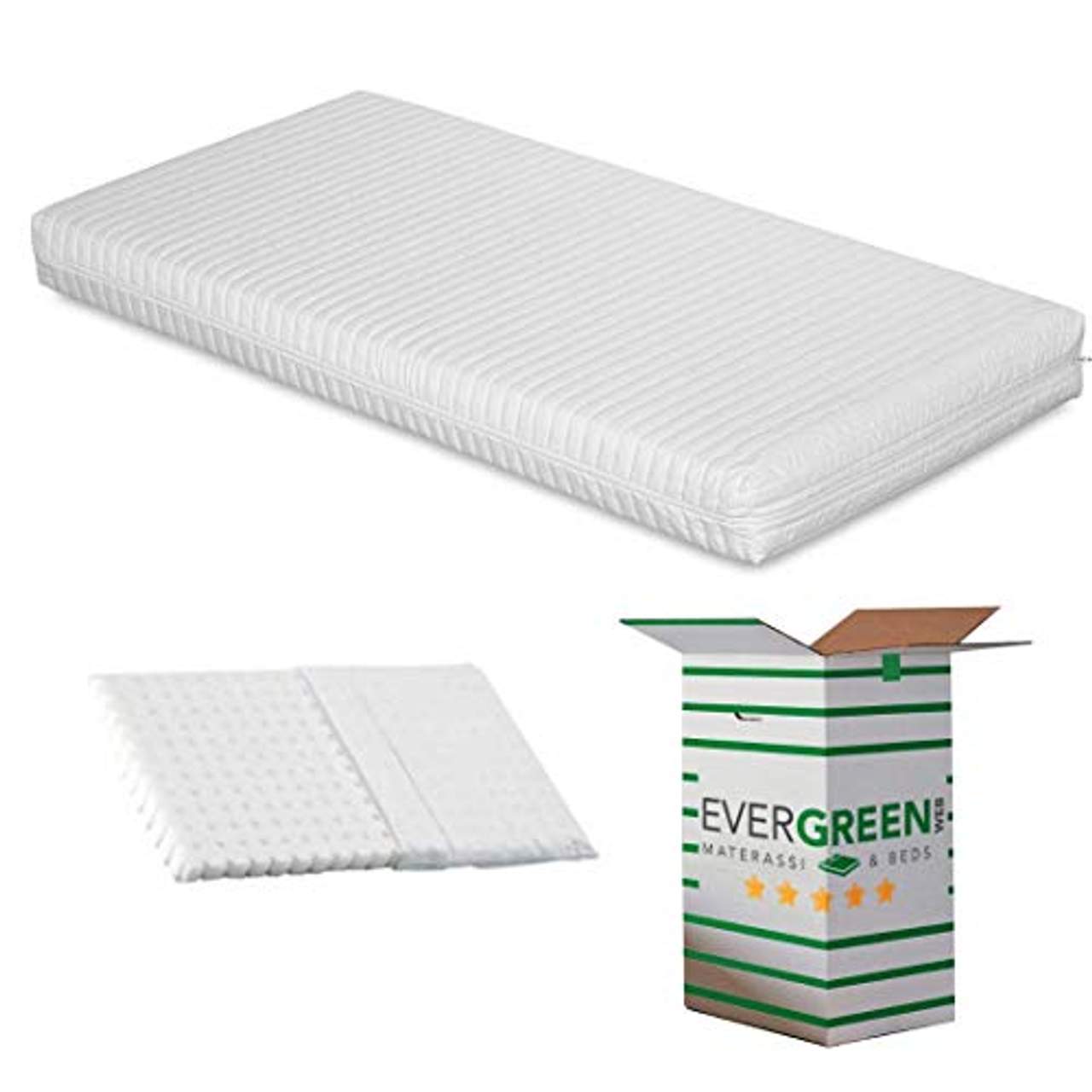 Evergreenweb Weiße Matratze für Kinderbett und Wiege 70x140