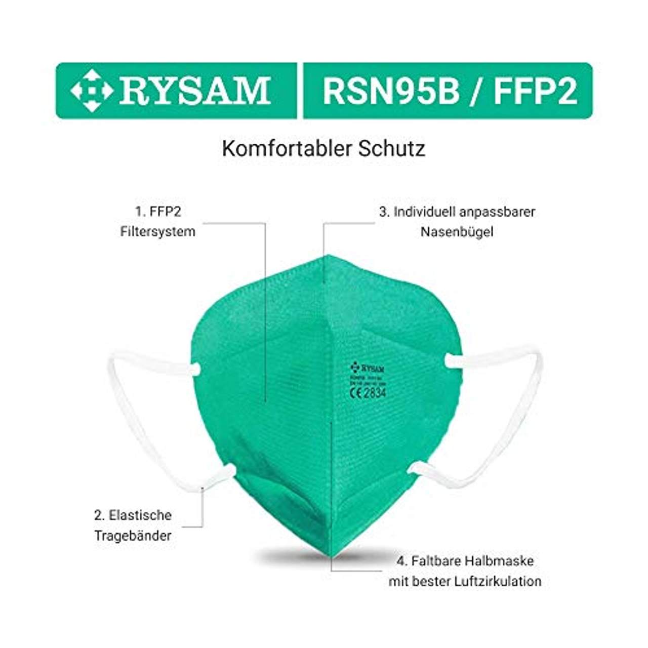 Rysam Mundschutz Zertifizierte FFP2 Maske