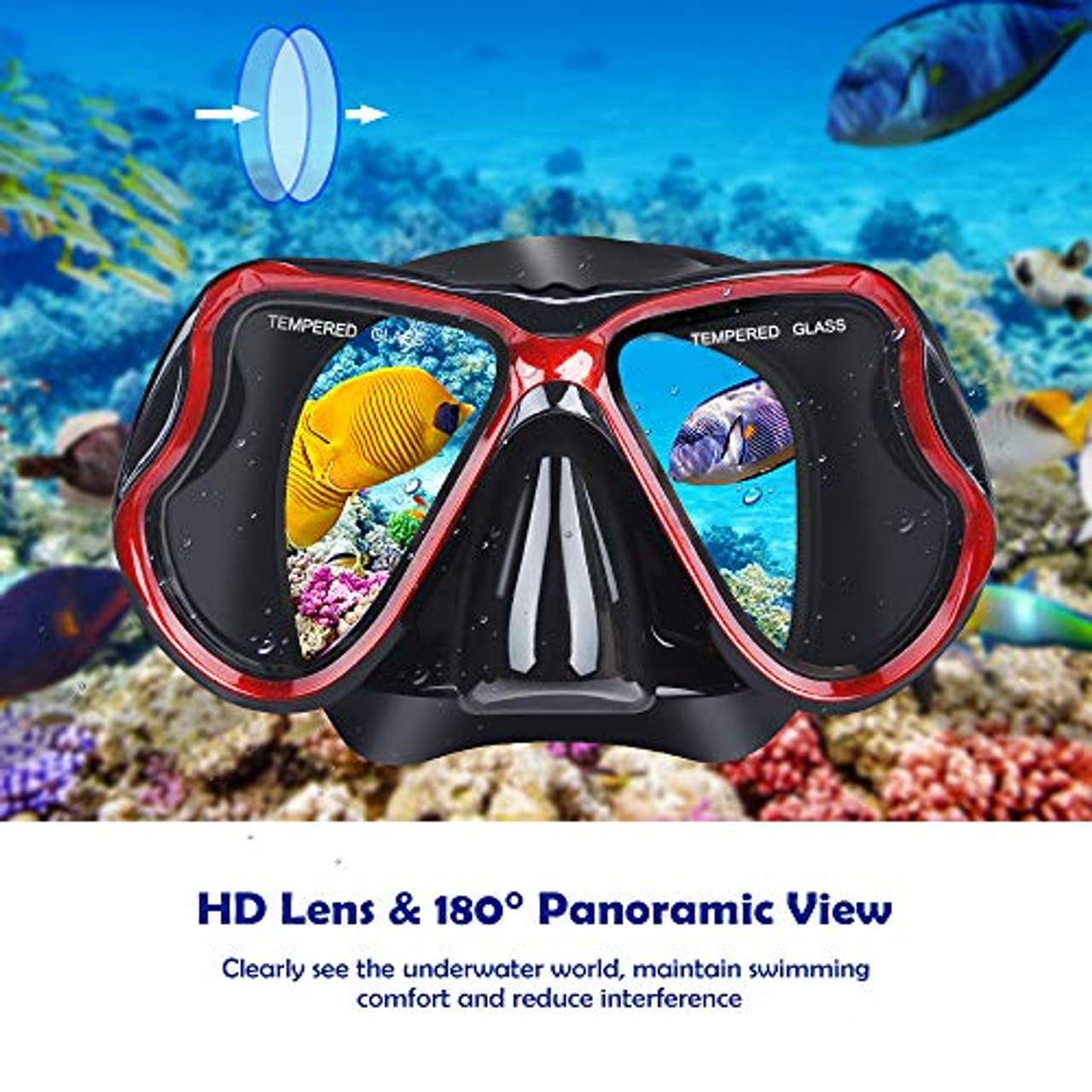 HENGBIRD Schnorchelset Tauchbrille mit Schnorchel Panorama-Sicht Professionelle Tauchmaske für Erwachsene