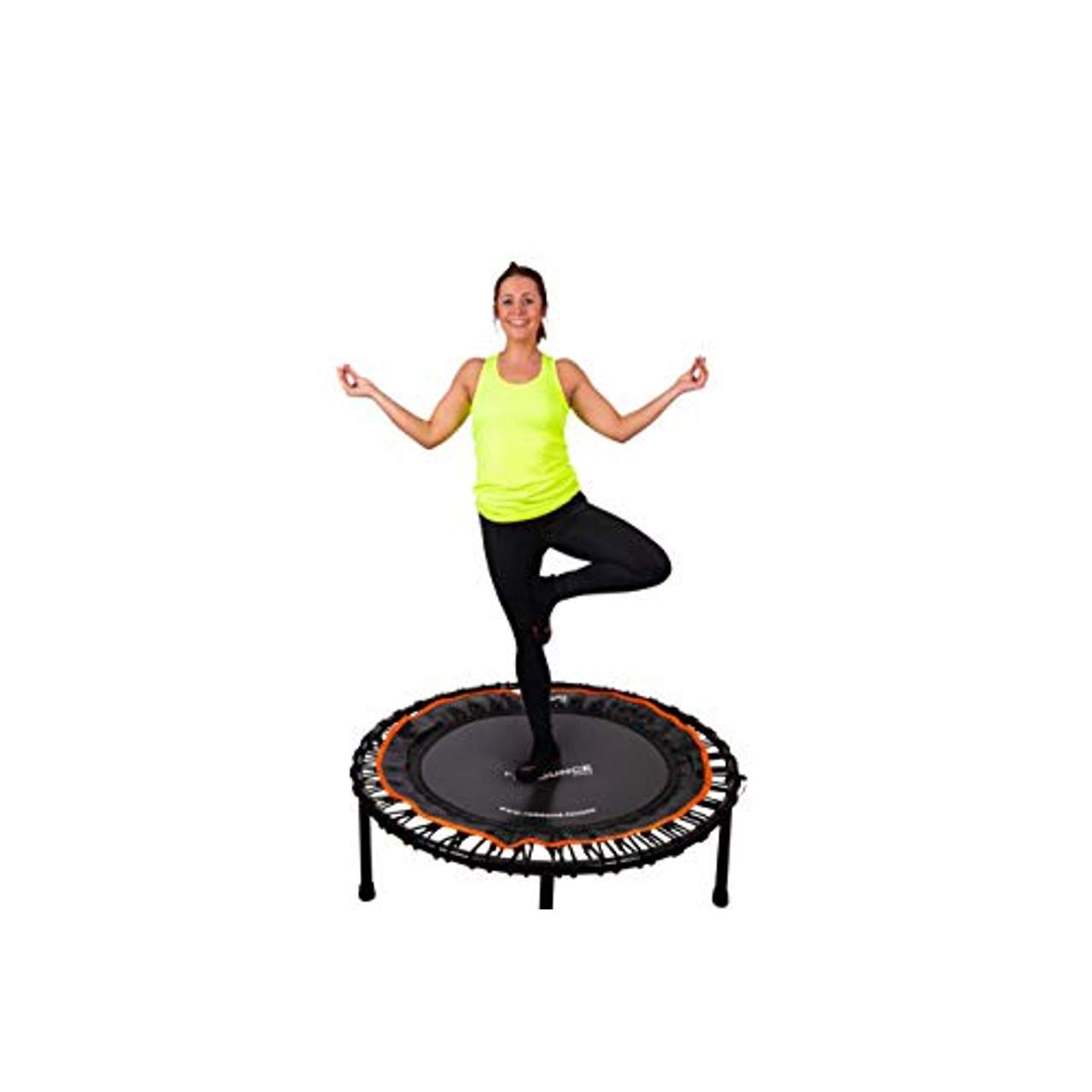Best Urban Cardio Workout Home Trainer Lxn Black Silent Fitness Mini Trampoline with Adjustable Handrail Indoor for Adults Covered Bungee Rope System Max Limit 500 lbs 