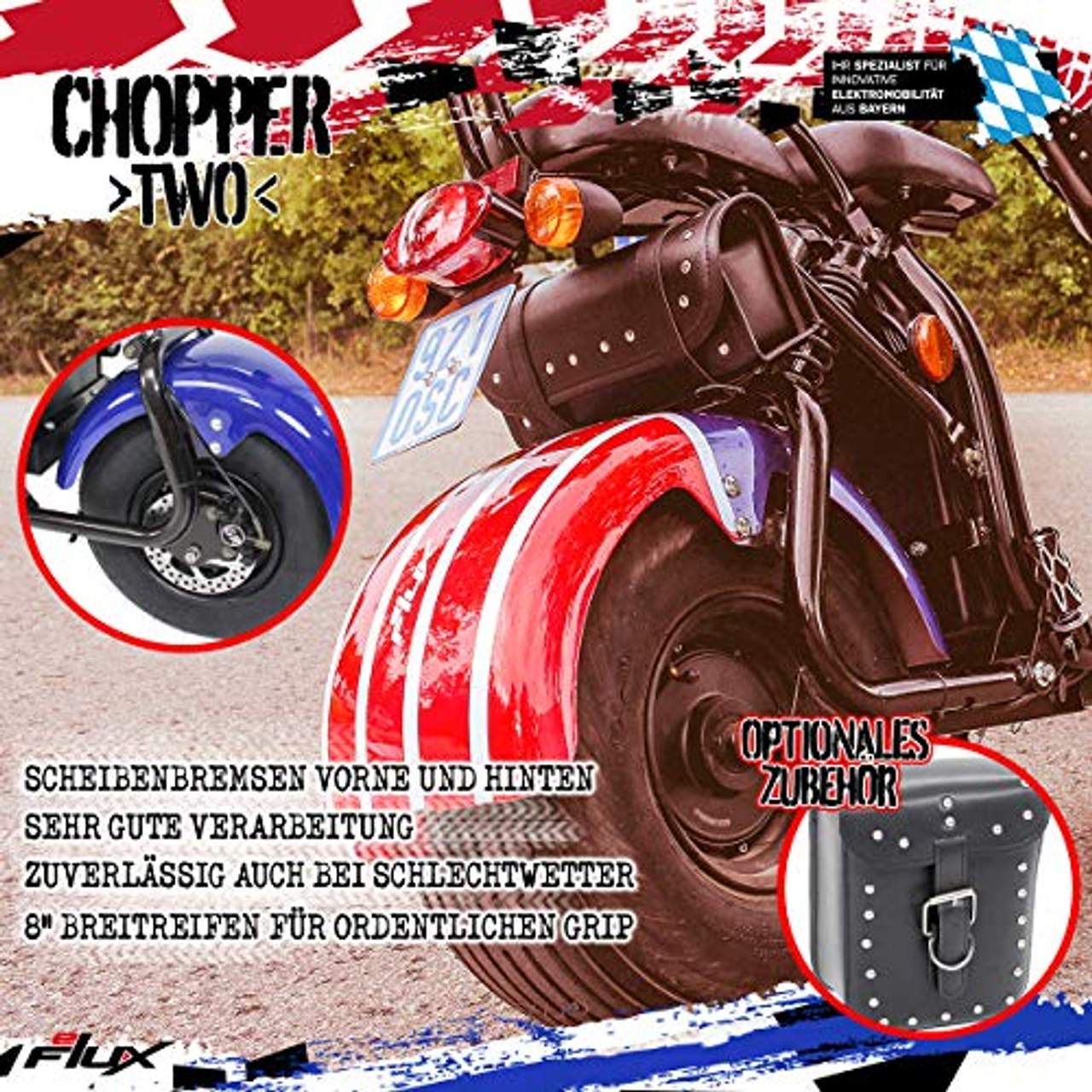 eFlux Chopper Two Elektro Scooter 1500 Watt 60 Volt 20AH