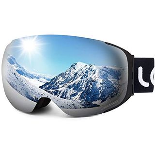 LEMEGO Skibrille Ski Goggles Snowboardbrille Doppel-Sphärisch Linse OTG UV-Schutz Anti-Fog Helmkompatible Schneebrille Verspiegelt mit Magnet-Wechselsystem Brille für Brillenträger Herren Damen