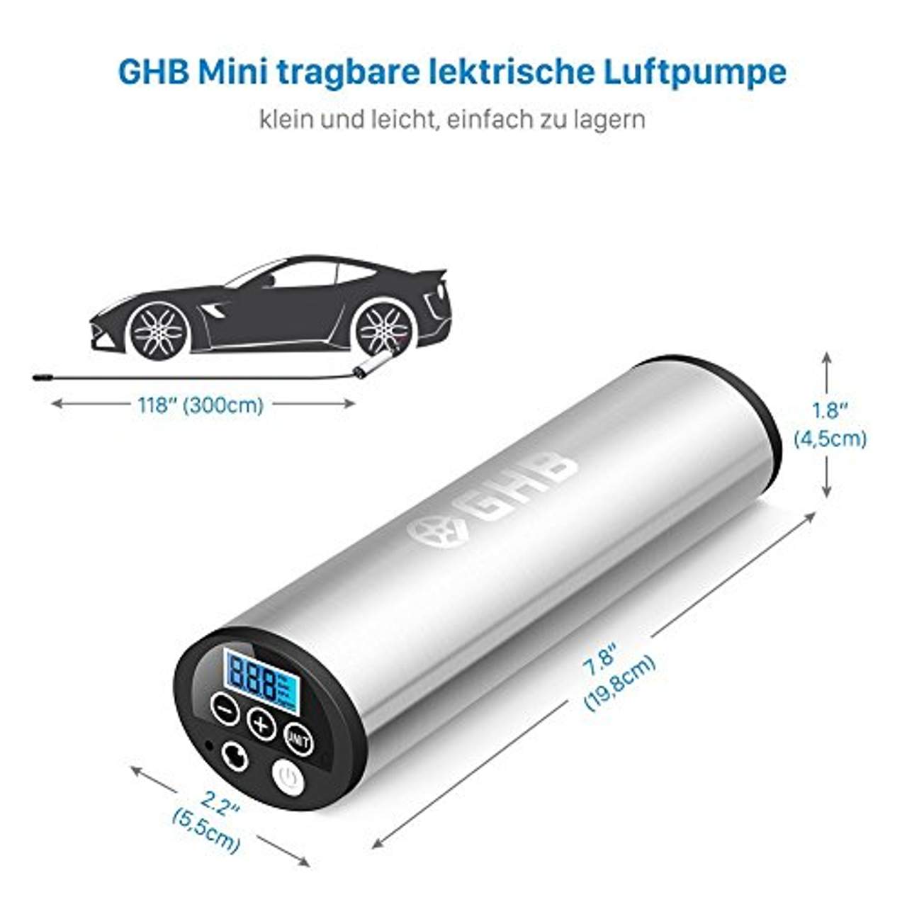 GHB Mini Auto-Luftpumpe Elektrischer Luftverdichter für Fahrrad