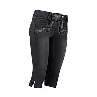 Hailys Damen Trachten Jeans Shorts Lederhose Denim Stretch Oktoberfest Wiesn 
