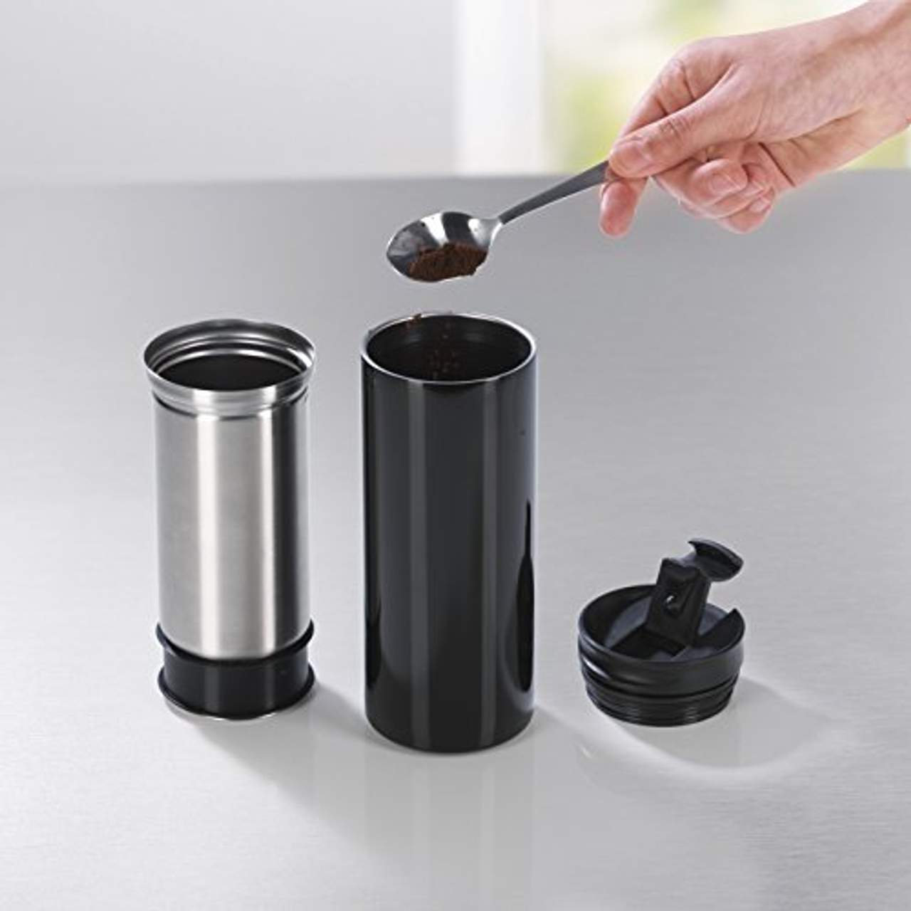 GOURMETmaxx French Press to go Thermo-Becher-Kaffeebereiter to go Becher 2in1