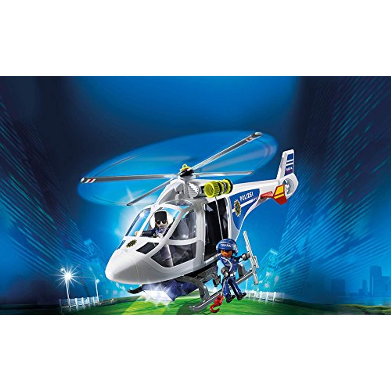 Playmobil 6874 Polizei-Helikopter mit LED-Suchscheinwerfer