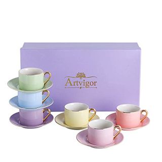 Artvigor 12 TLG Set Porzellan Kaffeetassen