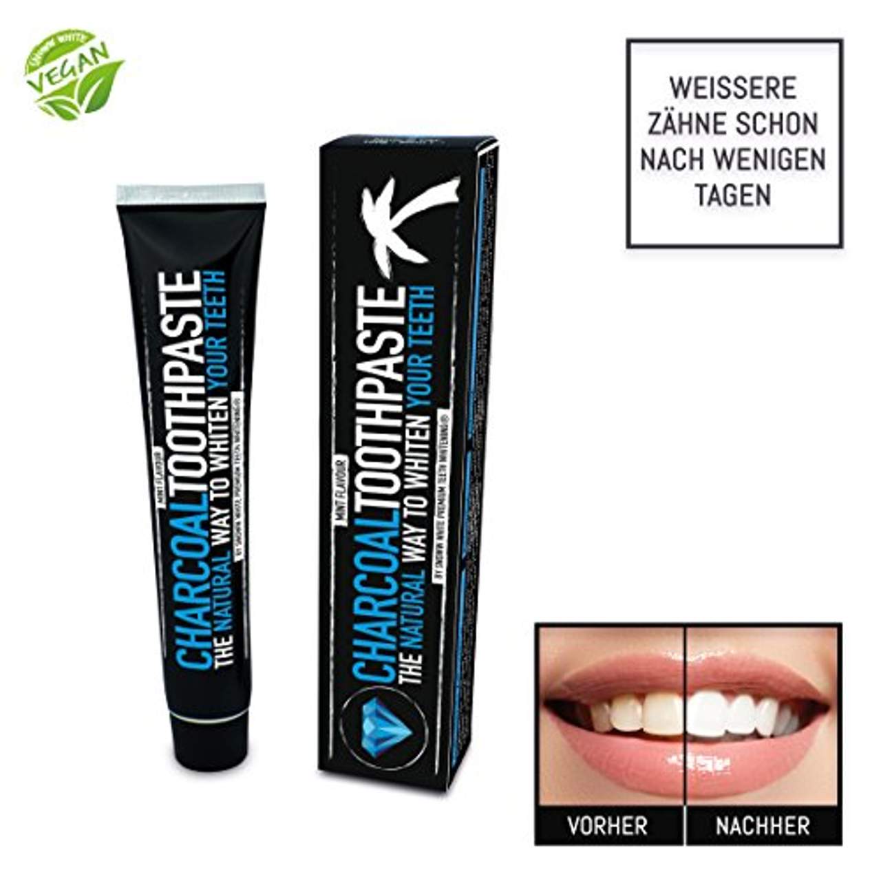 SNOWW WHITE Premium Teeth Whitening Kokosnuss Aktivkohle Zahnpasta