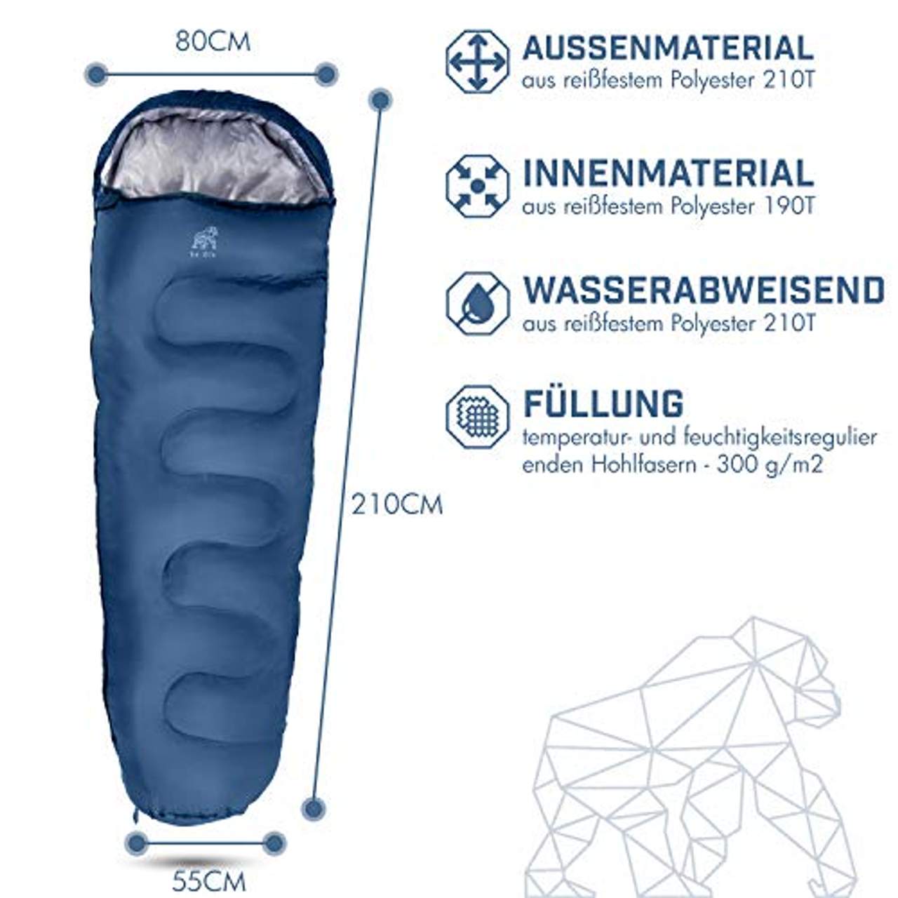 be.Glo Mumienschlafsack Reiseschlafsack aus wasserabweisendem Material