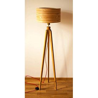Tripod Stehlampe Dreibein Retro 60-70iger Design Holzfurnier