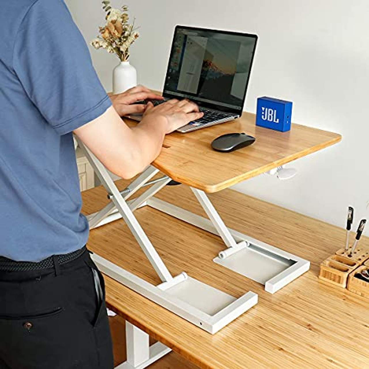 ZHU CHUANG Stand Up Desk Stehtisch Konverter Gas Feder Sit Stand Desk Workstation