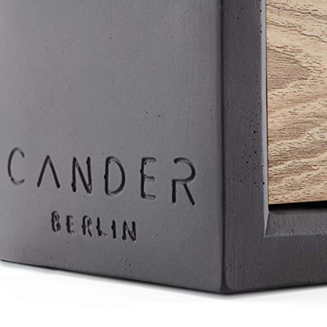 Cander Berlin MNU 6513 Tischuhr Wecker Beton Holz Betonuhr Würfel Digital