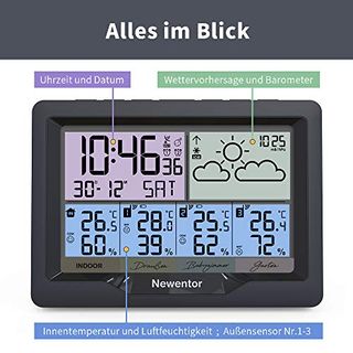 DE Wireless Wetterstation Innen Außen Thermometer Kabellos Inkl Outdoor Sensor 