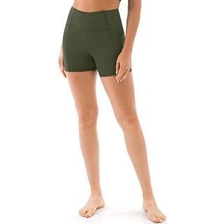 10cm CRZ YOGA Damen Nackte Empfindung Hohe Taille Yoga Sporthose Laufshorts Mit Taschen