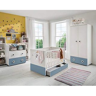 lifestyle4living Babyzimmer Komplett-Set in weiß und hellblau